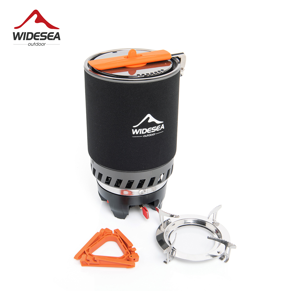 Camping Hiking Cooking - 広範囲の海でのキャンプ用調理システム、熱交換器付き屋外ガスバーナーストーブ、観光用鍋セット、カップ、食器、調理器具、観光、ハイキング