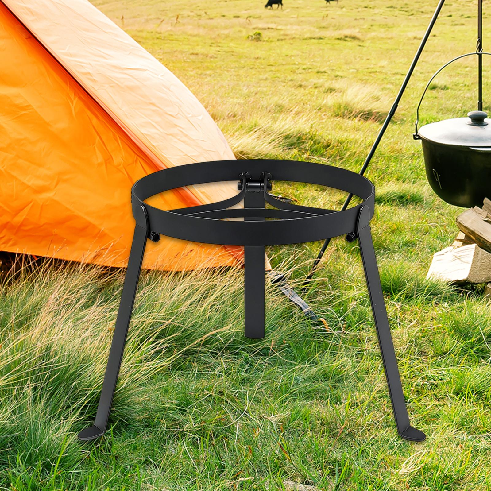 Camping Hiking Cooking - 折りたたみ式キャンプファイヤー用三脚鉄製ポータブルグリルスタンド、アウトドアキャンプキッチン用調理器具ラック