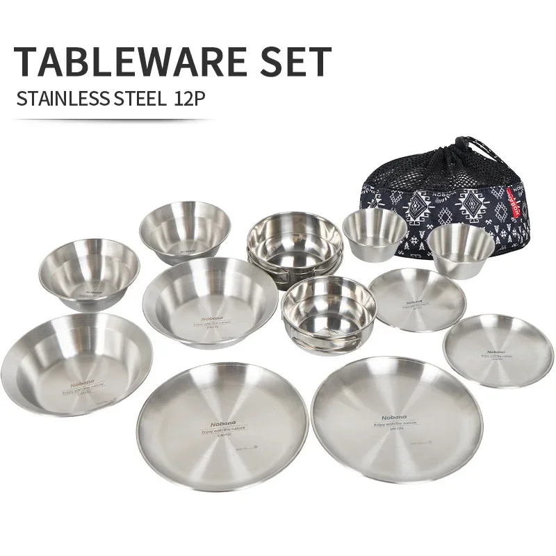 12個入りポータブルアウトドア食器セット キャンプ、自走車ツ - Camping Cooking Dining Set のレビューと価格
