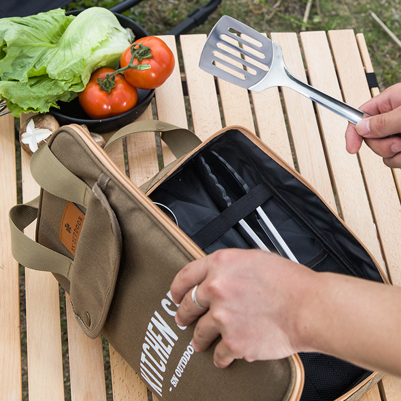 8 個キャンプキッチン調理器具セットポータブルバッグアウトド - Camping Cooking Organizer のレビューと価格