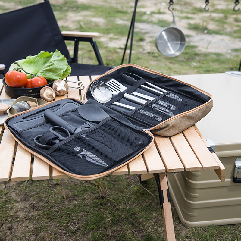 8 個キャンプキッチン調理器具セットポータブルバッグアウトド - Camping Cooking Organizer のレビューと価格