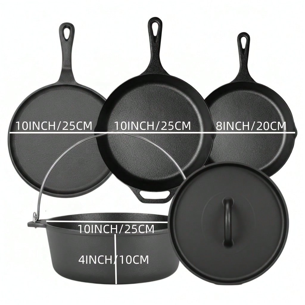 PACILACK 鉄製鍋フライパンセット、4点セット（スキレ - Camp Dutch Oven Cast のレビューと価格