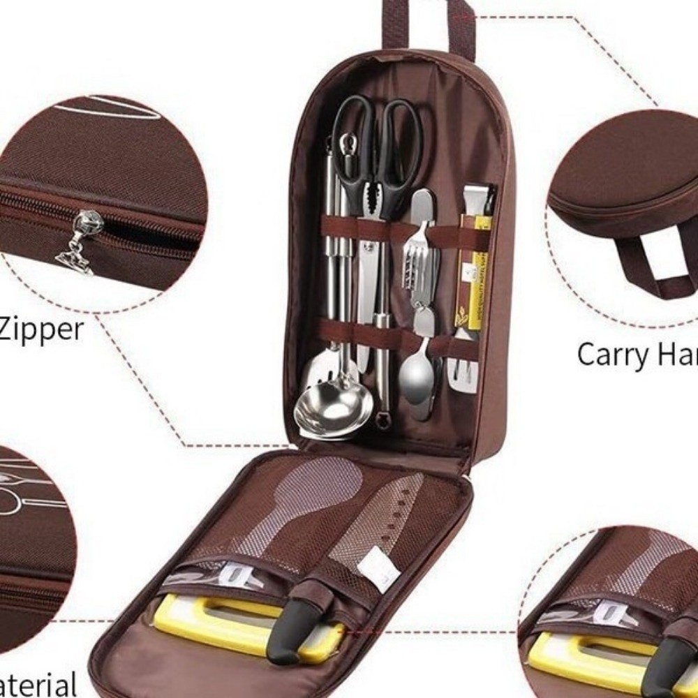 大容量のキャンプ用調理器具バッグ。食器や調理器具を収納できる - Camping Cooking Container のレビューと価格