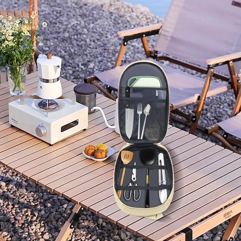 大容量のキャンプ用調理器具バッグ。食器や調理器具を収納できる - Camping Cooking Container のレビューと価格