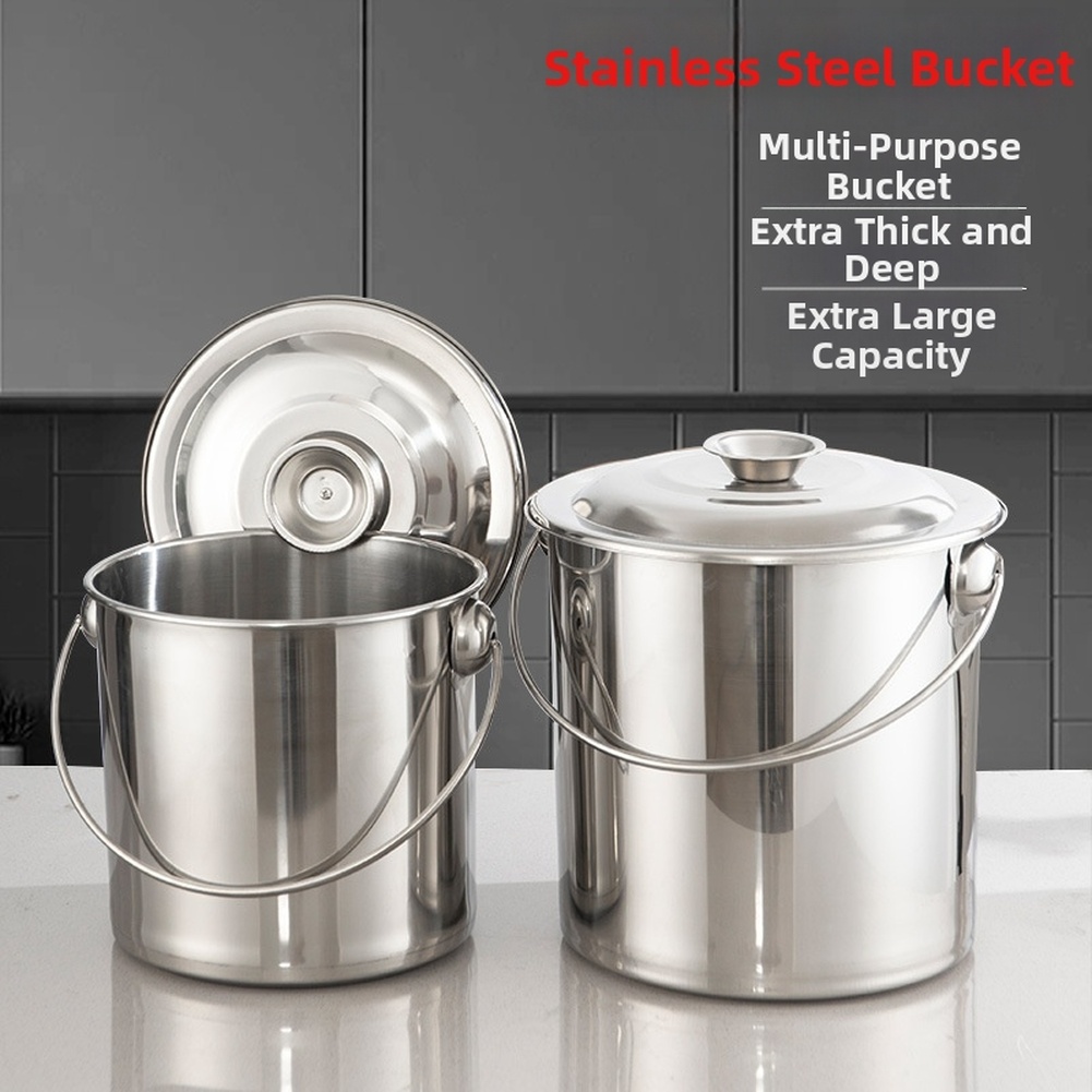 /ステンレス製/厚手の蓋付きバケツ。バーベキュー、キャンプ、 - Camping Cooking Container のレビューと価格