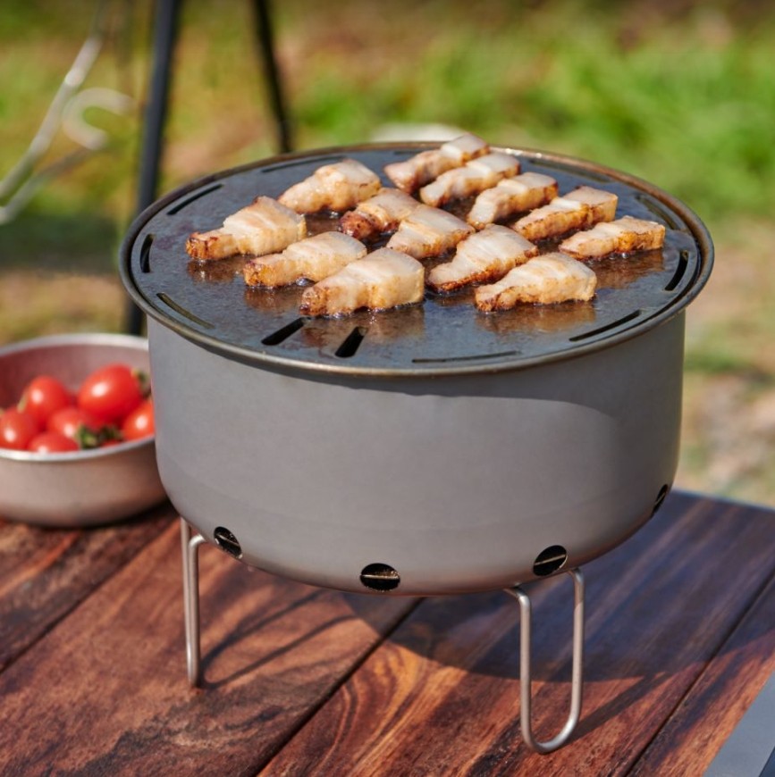 屋外用チタン製ポータブルフラットトップ韓国式BBQグリルテー - Camping Cooking Flat Top のレビューと価格