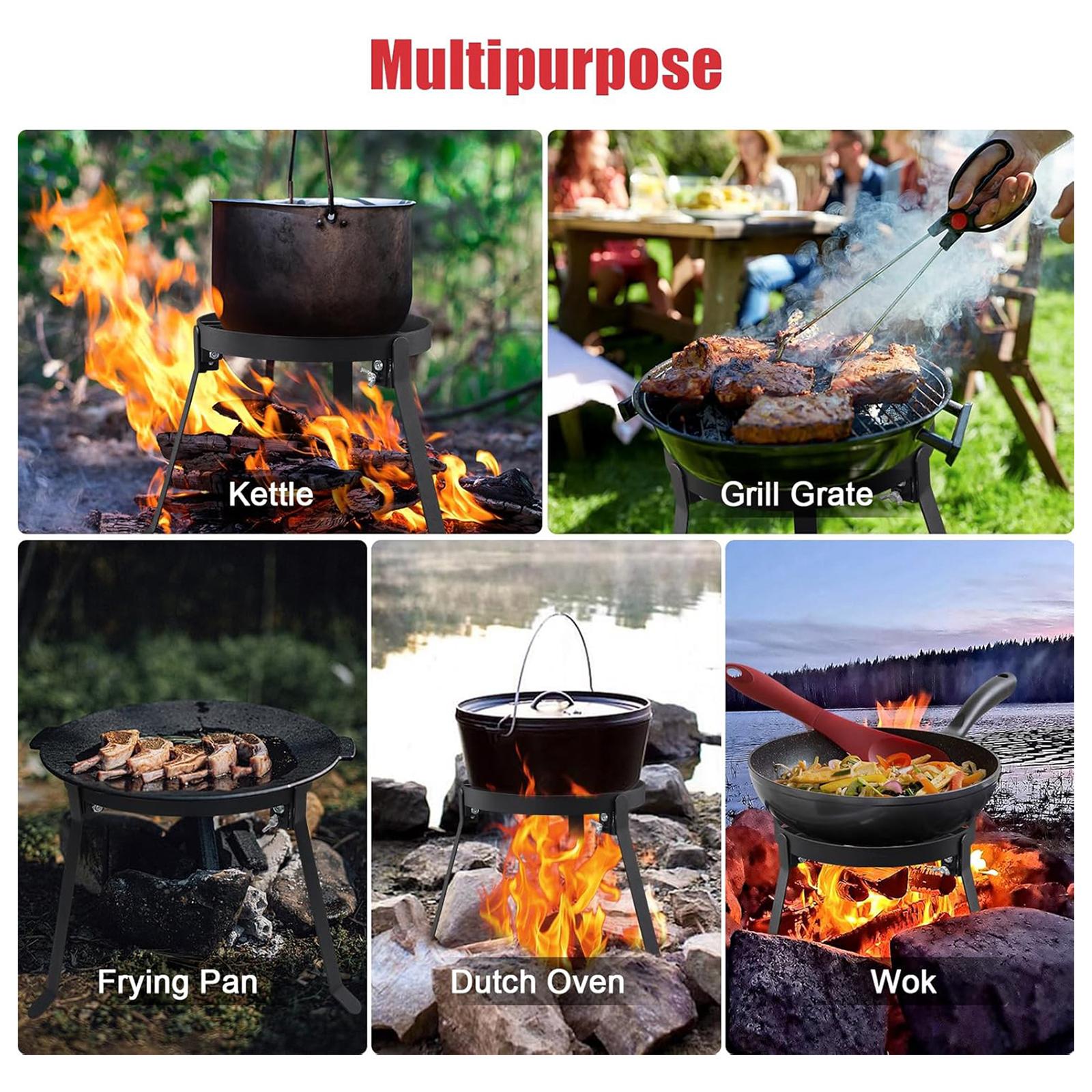 折りたたみ式キャンプファイヤー用三脚鉄製ポータブルグリルスタ - Camping Hiking Cooking のレビューと価格