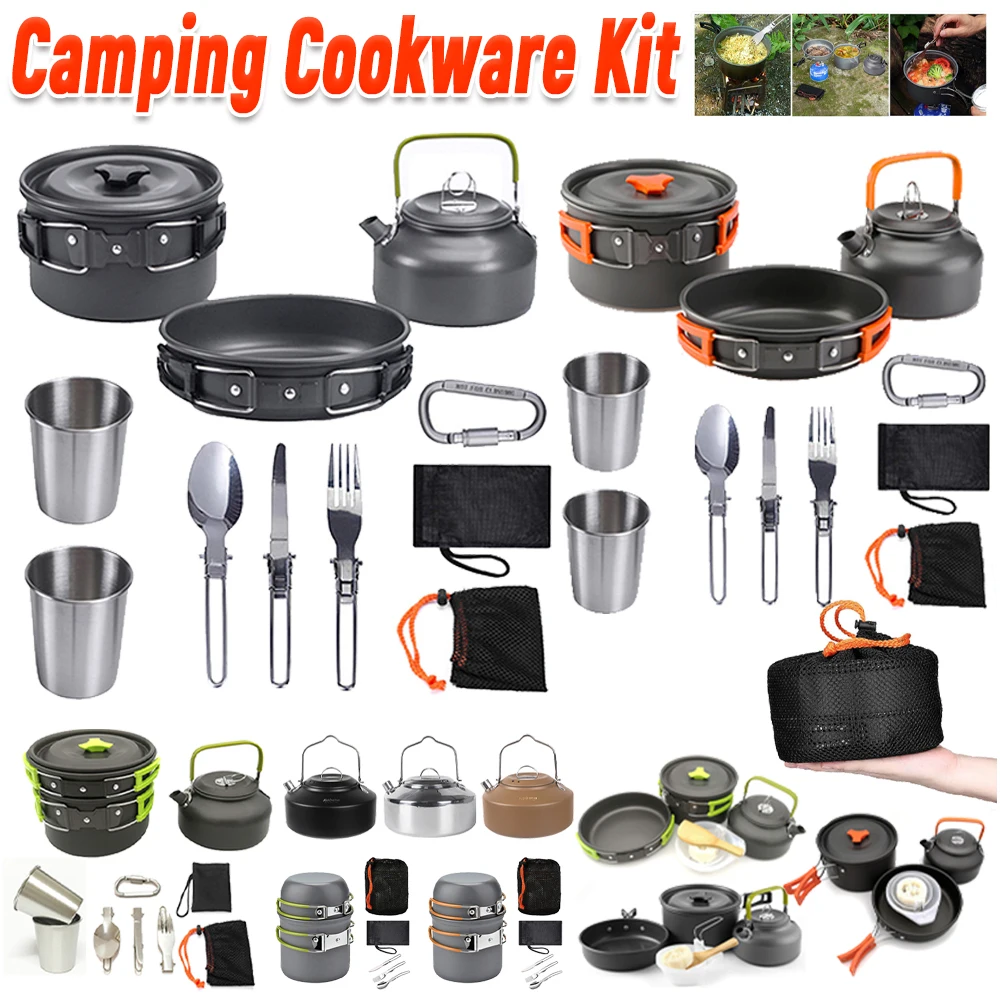 キャンプ調理器具キット ケトル ポット パン クックセット  - Camping Hiking Cooking のレビューと価格